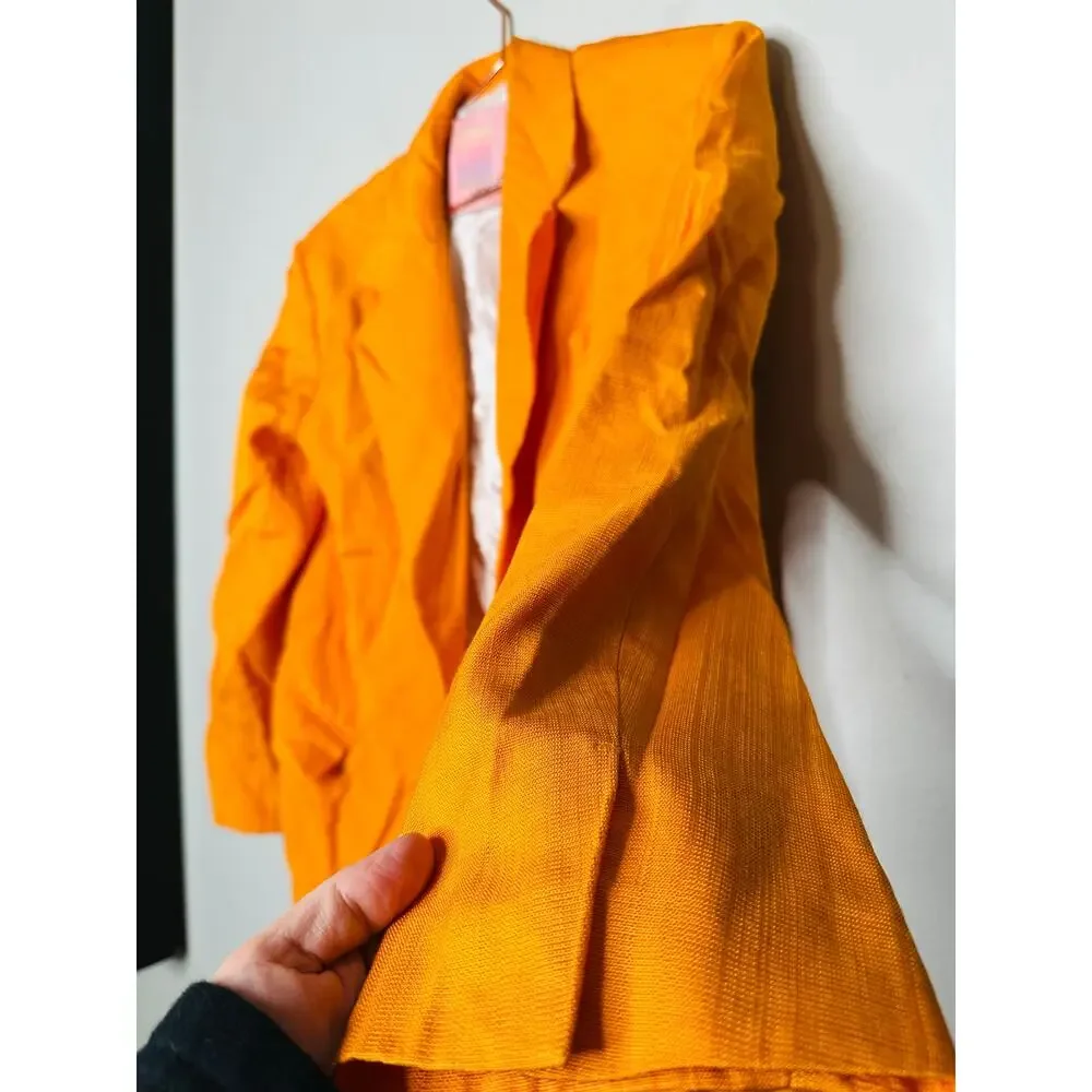 SANDRO Orange Crepe Collar Front Button Long Sleeves Harper Blazer Size 36 - Picture 6 of 16